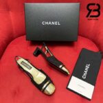 Giày Chanel 24C Slingback Màu Đen Gold CC Logo Best Quality