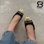 Giày Chanel 24C Slingback Màu Đen Gold CC Logo Best Quality