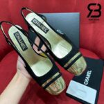 Giày Chanel 24C Slingback Màu Đen Gold CC Logo Best Quality