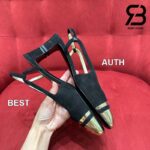 Giày Chanel 24C Slingback Màu Đen Gold CC Logo Best Quality