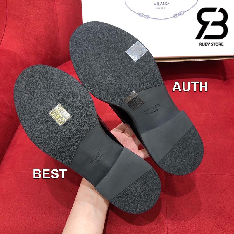 Giày Prada Chocolate Brushed Leather Loafers Màu Đen Best Quality