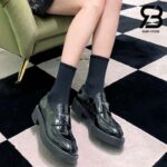 Giày Prada Chocolate Brushed Leather Loafers Màu Đen Best Quality