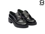 Giày Prada Chocolate Brushed Leather Loafers Màu Đen Best Quality