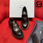 Giày Prada Chocolate Brushed Leather Loafers Màu Đen Best Quality