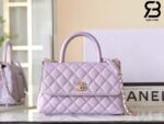 Túi Chanel 24P Small Coco Top Handle Màu Tím Nhạt Da Caviar 24CM Best Quality