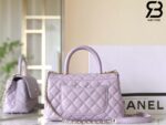 Túi Chanel 24P Small Coco Top Handle Màu Tím Nhạt Da Caviar 24CM Best Quality