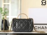 Túi Chanel 24SS Mini Flap Bag Top Handle Màu Đen Da Cừu GHW 19CM Best Quality