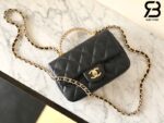 Túi Chanel 24SS Mini Flap Bag Top Handle Màu Đen Da Cừu GHW 19CM Best Quality