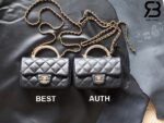 Túi Chanel 24SS Mini Flap Bag Top Handle Màu Đen Da Cừu GHW 19CM Best Quality