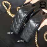 Túi Chanel 24SS Mini Flap Bag Top Handle Màu Đen Da Cừu GHW 19CM Best Quality