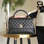 Túi Chanel Medium Coco Chain Top Handle Black Đen Da Caviar 29CM Best Quality