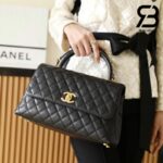 Túi Chanel Medium Coco Chain Top Handle Black Đen Da Caviar 29CM Best Quality