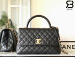 Túi Chanel Medium Coco Chain Top Handle Black Đen Da Caviar 29CM Best Quality