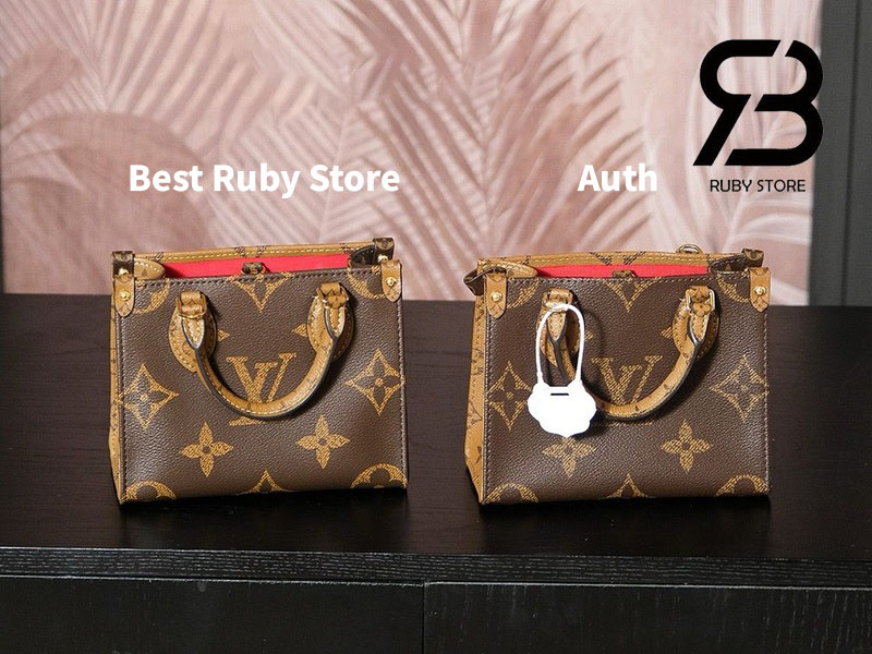 So sánh túi LV Onthego BB Monogran Reverse Best Ruby Store với hàng Auth