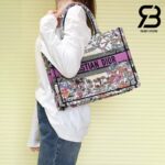 Túi Medium Dior Book Tote Ecru Multicolor 4 Saisons Été Soleil Embroidery 36CM Best Quality
