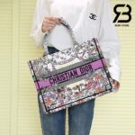 Túi Medium Dior Book Tote Ecru Multicolor 4 Saisons Été Soleil Embroidery 36CM Best Quality