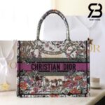 Túi Medium Dior Book Tote Ecru Multicolor 4 Saisons Été Soleil Embroidery 36CM Best Quality
