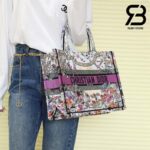 Túi Medium Dior Book Tote Ecru Multicolor 4 Saisons Été Soleil Embroidery 36CM Best Quality