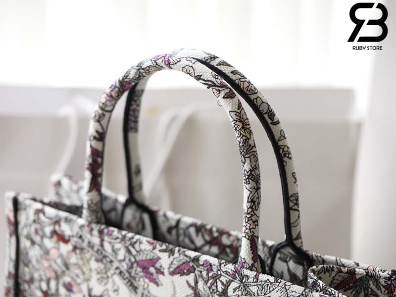 Túi Medium Dior Book Tote Ecru Multicolor 4 Saisons Hiver Soleil Embroidery 36CM Best Quality
