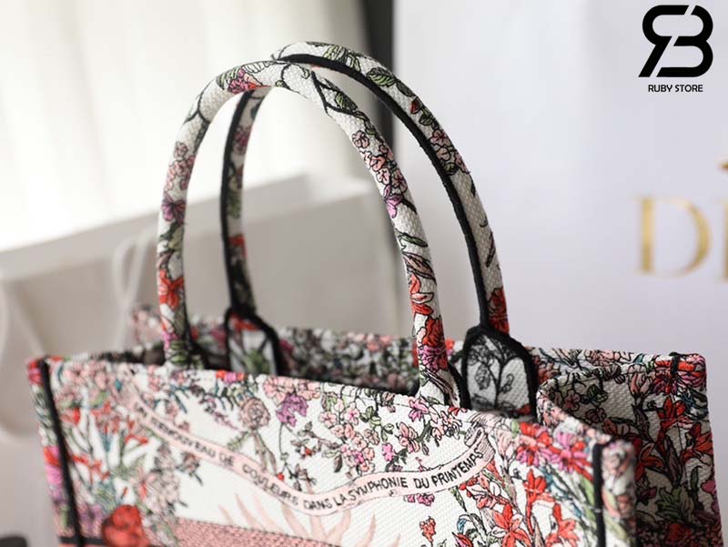 Túi Medium Dior Book Tote Ecru Multicolor 4 Saisons Printemps Soleil Embroidery 36CM Best Quality