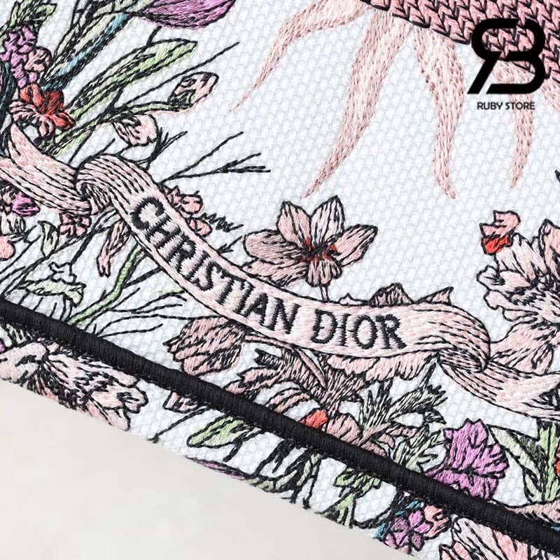 Túi Medium Dior Book Tote Ecru Multicolor 4 Saisons Printemps Soleil Embroidery 36CM Best Quality