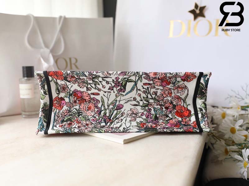 Túi Medium Dior Book Tote Ecru Multicolor 4 Saisons Printemps Soleil Embroidery 36CM Best Quality