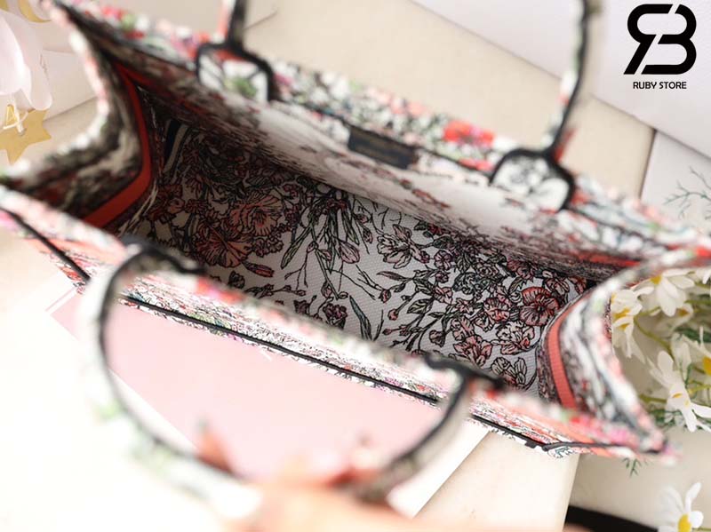 Túi Medium Dior Book Tote Ecru Multicolor 4 Saisons Printemps Soleil Embroidery 36CM Best Quality