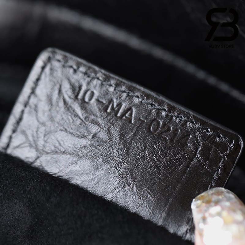 Túi Medium Lady D-Sire Bag Màu Đen Macrocannage Crinkled Calfskin Best Quality
