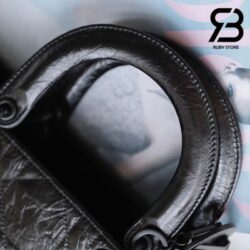 Túi Medium Lady D-Sire Bag Màu Đen Macrocannage Crinkled Calfskin Best Quality