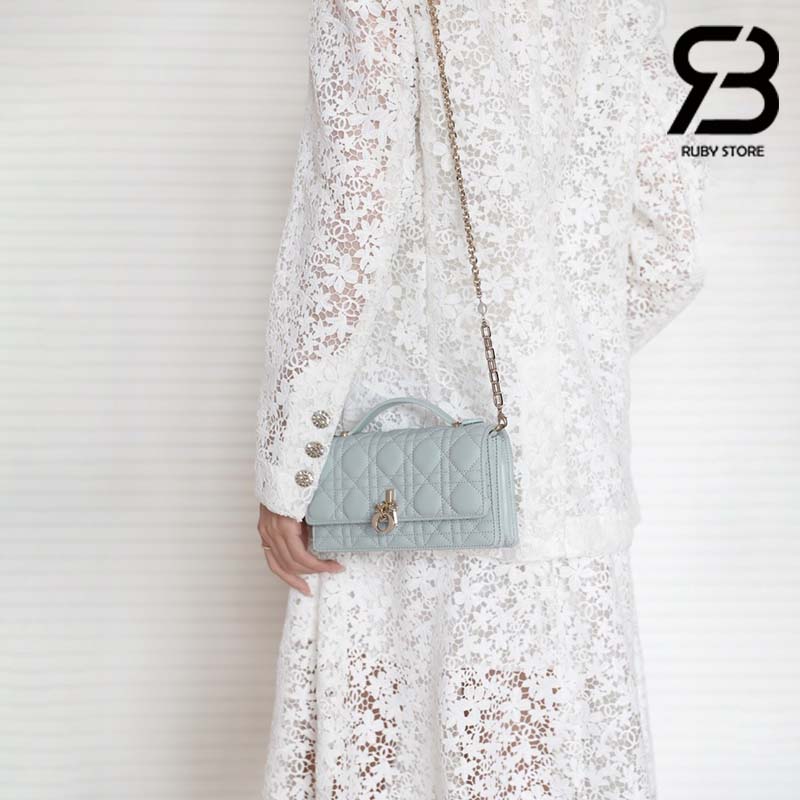Túi Mini Miss Dior Bag Màu Xanh Placid Lamskin 21CM Best Quality