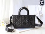 Túi Small Lady D-Sire Bag Màu Đen Macrocannage Crinkled Calfskin Best Quality