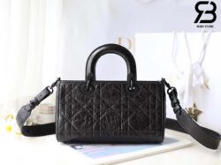 Túi Small Lady D-Sire Bag Màu Đen Macrocannage Crinkled Calfskin Best Quality