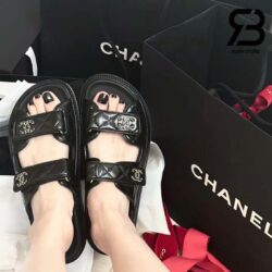 Dép Chanel 24S Dad Sandal Mule Black Lambskin Best Quality