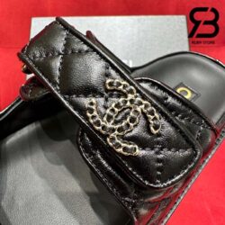 Dép Chanel 24S Dad Sandal Mule Black Lambskin Best Quality