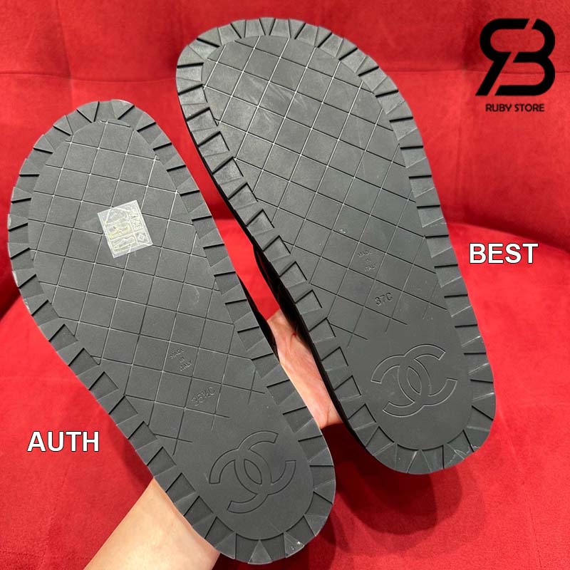 Giày Chanel 23C CC Turn Lock Mule Clog Slipper Black Lambskin Best Quality