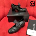 Giày Chanel 24C Mary Janes With Ribbon Black Patent Calfskin Best Quality