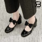 Giày Chanel 24C Mary Janes With Ribbon Black Patent Calfskin Best Quality