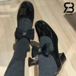 Giày Chanel 24C Mary Janes With Ribbon Black Patent Calfskin Best Quality