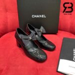 Giày Chanel 24C Mary Janes With Ribbon Black Patent Calfskin Best Quality