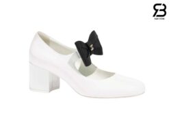 Giày Chanel 24C Mary Janes With Ribbon White Patent Calfskin Best Quality
