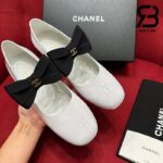 Giày Chanel 24C Mary Janes With Ribbon White Patent Calfskin Best Quality