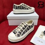 Giày Walk'n'Dior Platform Sneaker Deep Blue Oblique Embroidered Cotton Best Quality