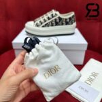 Giày Walk'n'Dior Platform Sneaker Deep Blue Oblique Embroidered Cotton Best Quality