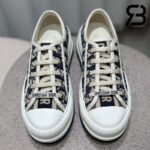 Giày Walk'n'Dior Platform Sneaker Deep Blue Oblique Embroidered Cotton Best Quality