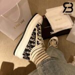 Giày Walk'n'Dior Platform Sneaker Deep Blue Oblique Embroidered Cotton Best Quality