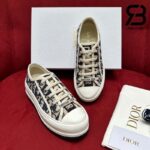 Giày Walk'n'Dior Platform Sneaker Deep Blue Oblique Embroidered Cotton Best Quality