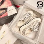 Giày Walk'n'Dior Platform Sneaker Stone Gray Oblique Embroidered Cotton Best Quality