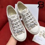 Giày Walk'n'Dior Platform Sneaker Stone Gray Oblique Embroidered Cotton Best Quality