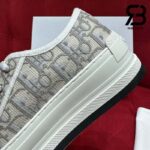 Giày Walk'n'Dior Platform Sneaker Stone Gray Oblique Embroidered Cotton Best Quality