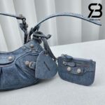 Túi Balenciaga Le Cagole XS Shoulder Bag Xanh Denim Rihnestone 26CM Best Quality